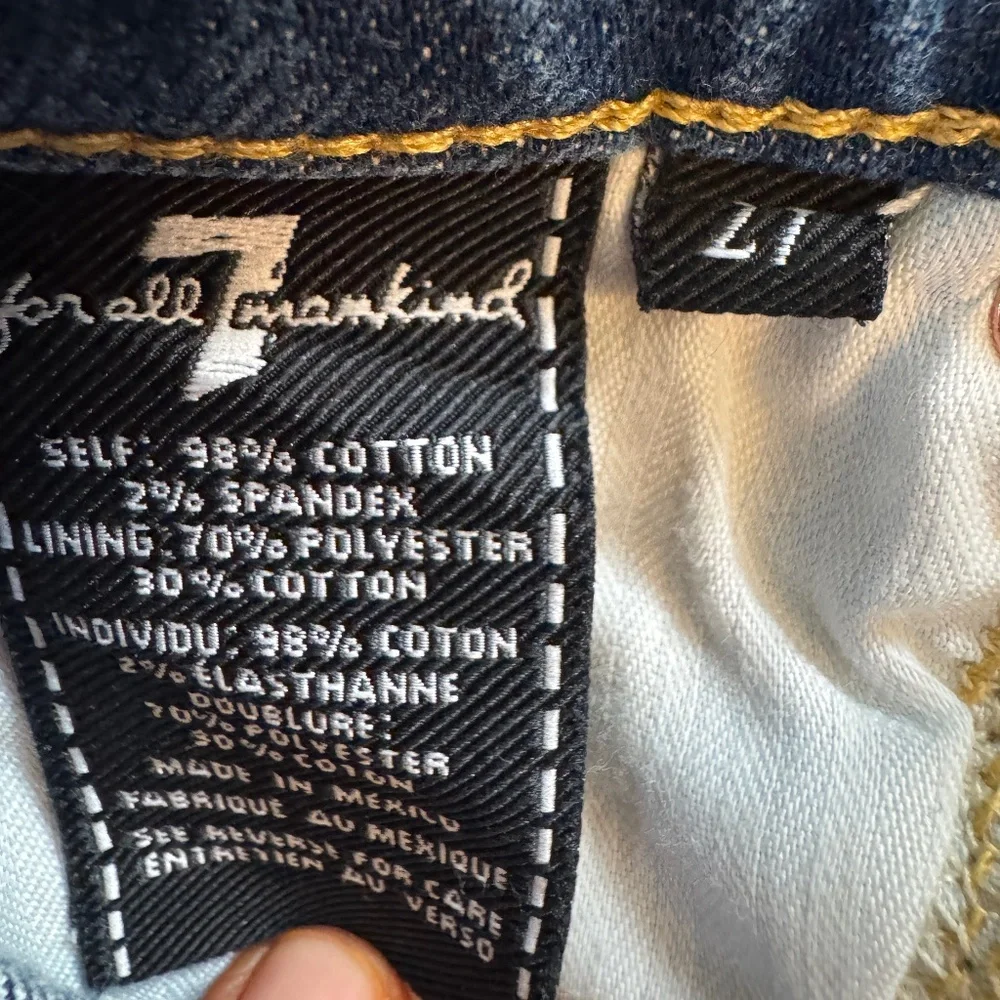 7 For All Mankind Reverse Step Side Panel Denim Mini Skirt Size 27